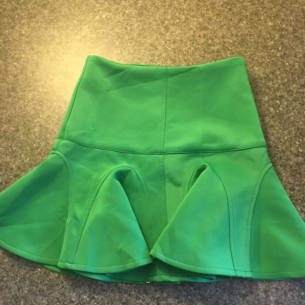 Green skirt.
